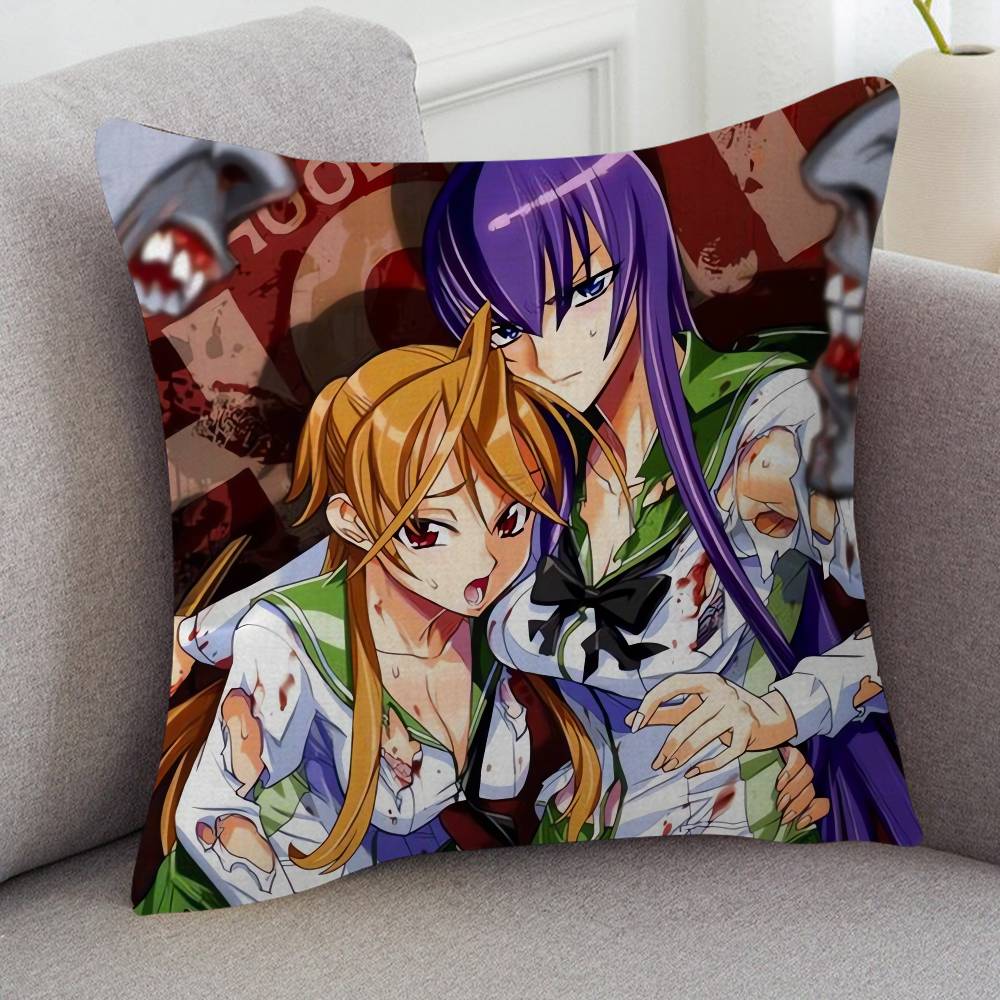 Anime HIGHSCHOOL OF THE DEAD Cute Cartoon L Game Cushion Cover Pillowcase Upholstery Sofa Throw Pillow Home Decor Pillowcas