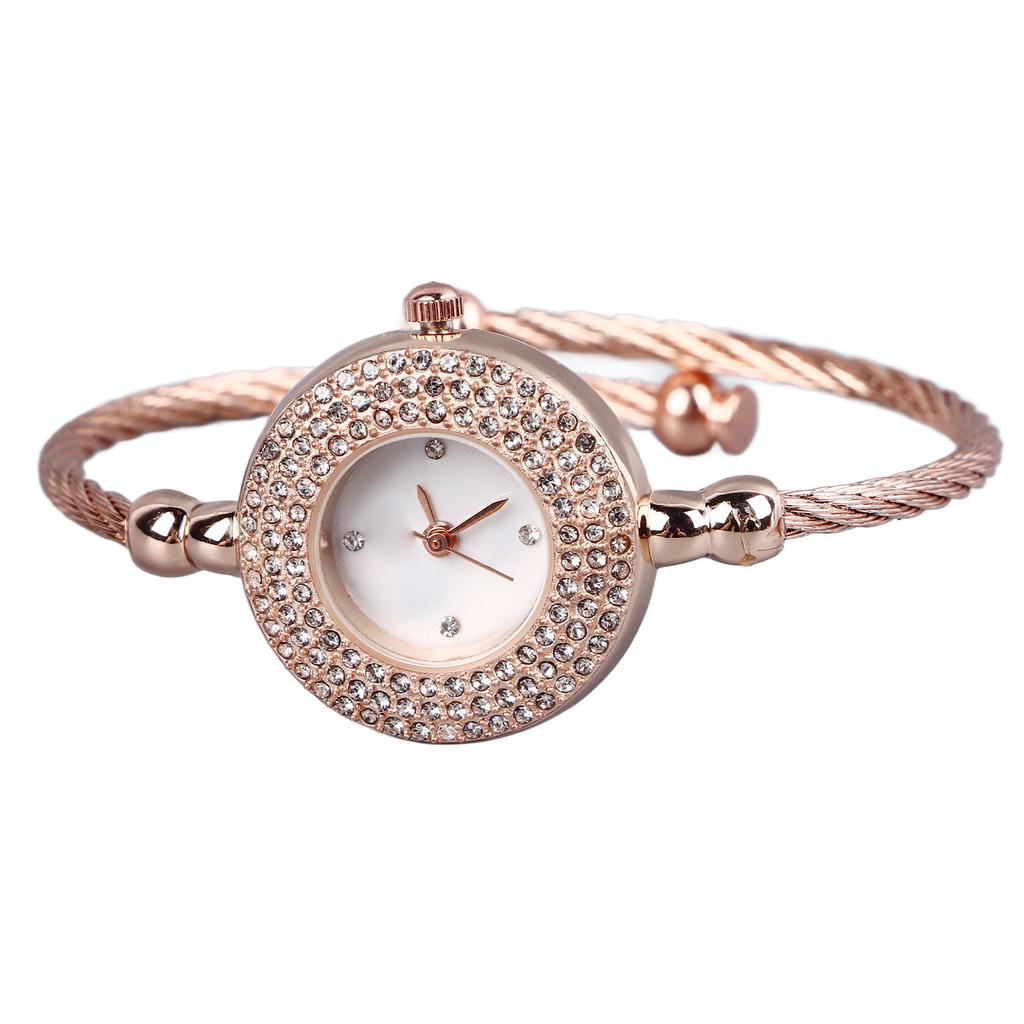 Women Bracelet Watch Quartz Movement Adjustable Thin Band Lady Watch for Daily Party Rose Gold