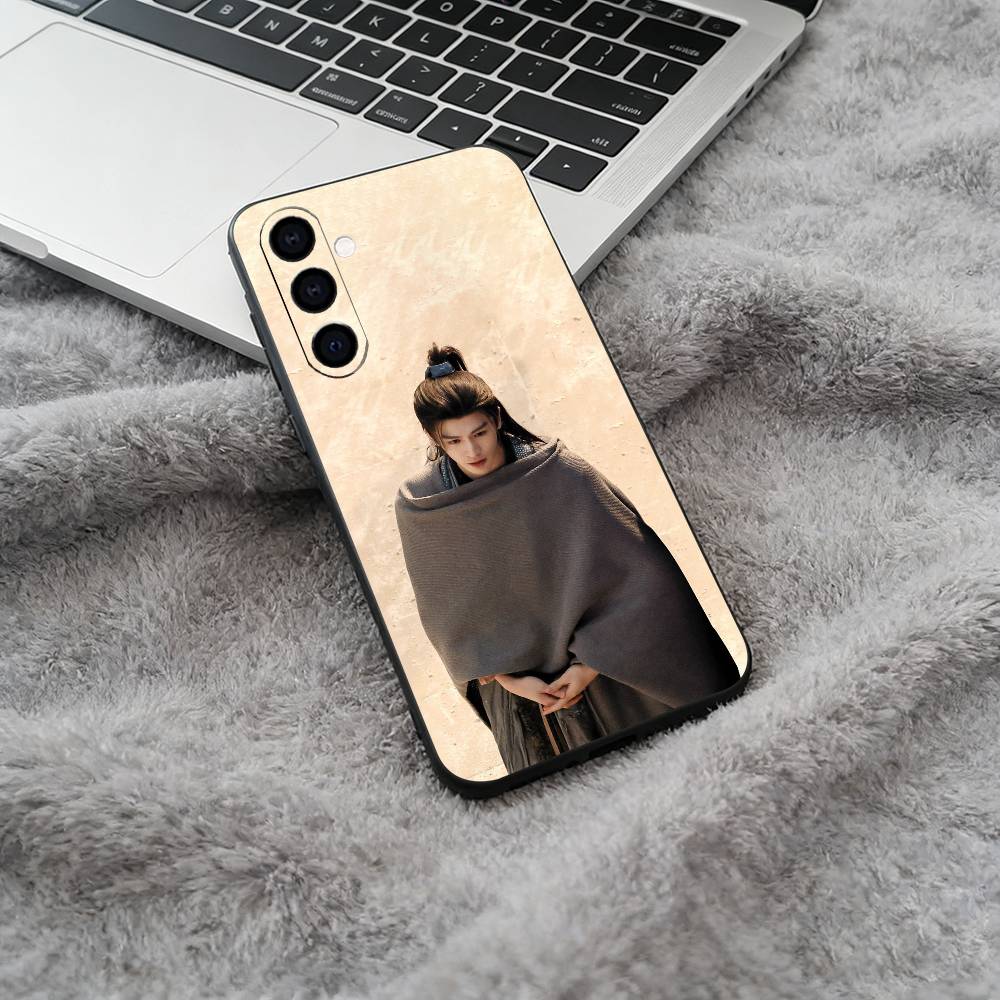 X-Xie Zheng&Fan Changyu Black Soft Silicone Phone Case for Samsung Galaxy A73, A71, A72, A70, A53, A52, A51