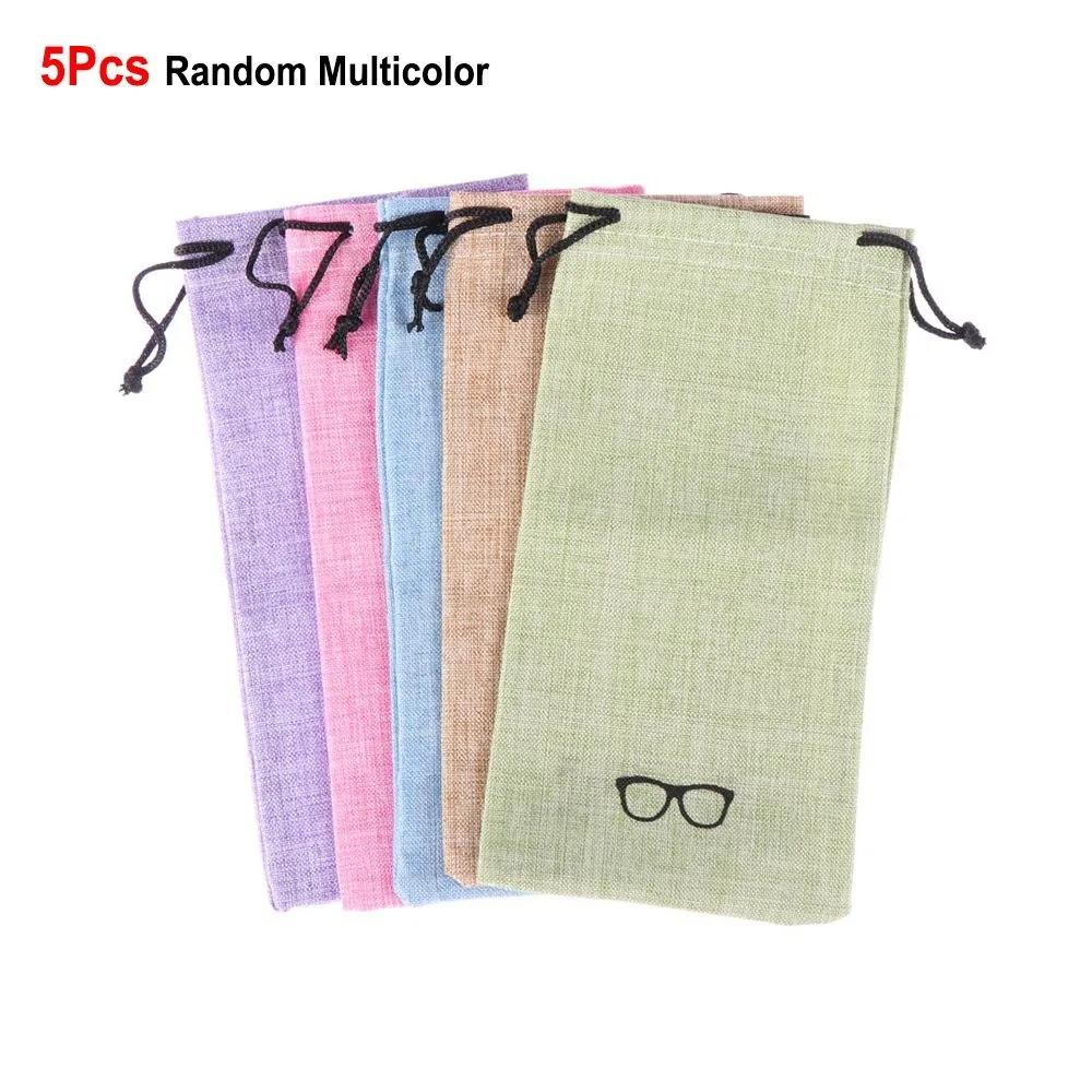 5/10/20Pcs Portable Linen Fabric Pouch For Sunglasses Bag Multi-Functional Eyeglasses Case Optical Glasses Lanyard Cloth Bags