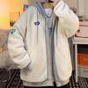 Taklit Kuzu Yünü Patchwork Hoodie Fermuar İpli Cepler Colorblock Kış Kalın sıcak tutan kaban Gevşek Kapşonlu Kazak Çift Hediye