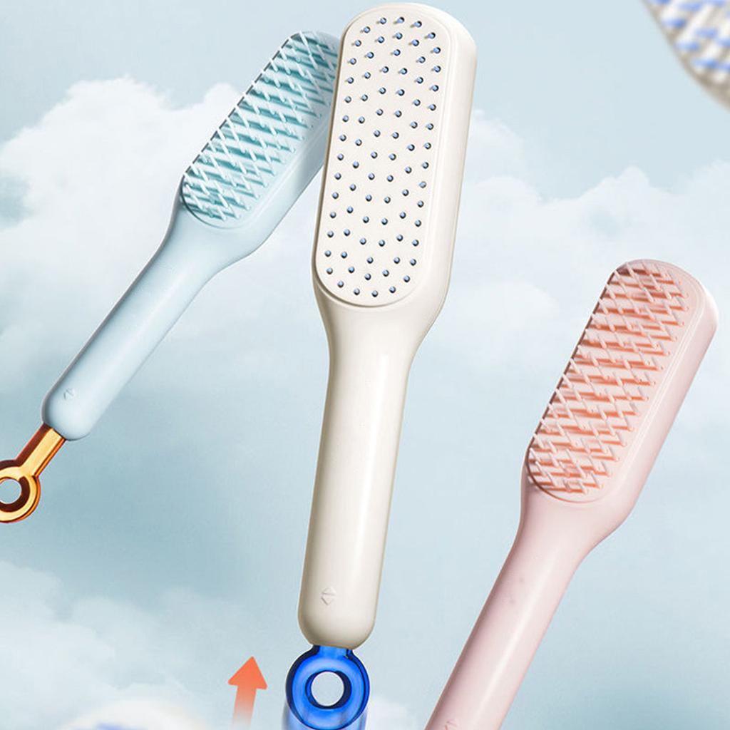Automatic Cleaning Telescopic Comb, One-pull Lifting Retractable Comb, Easy Clean Retractable -Static Massage Comb