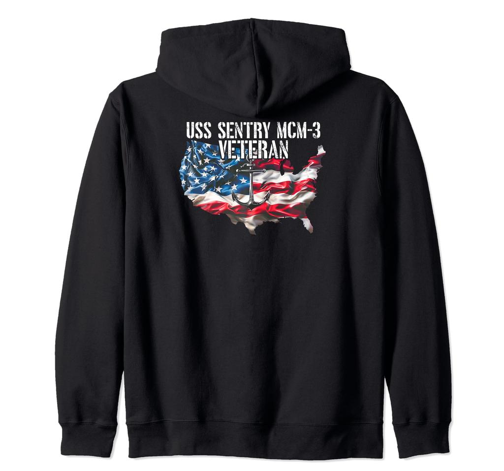USS Sentry MCM-3 Mine Countermeasures Ship Veteran Zip-Up Hoodie