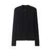 Lekasha Striped Cashmere Stand Collar Zip Cardigan