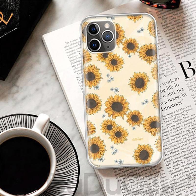 Beauty Yellow Sunflower Print Cover For iPhone 16 15 14 13 12 11 Pro Max Apple Phone Case X XS 7 Plus 8 + Art Customized Print S