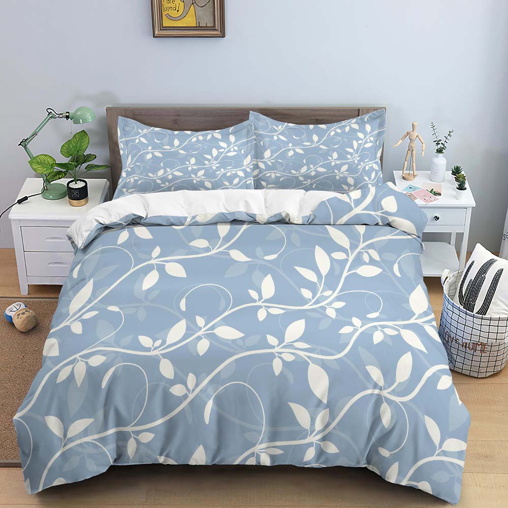 Flower Leaves Duvet Cover Set Fashion Pattern Print Polyester Comforter Covers with Pillow Case King Queen Twin Size Bedding Set