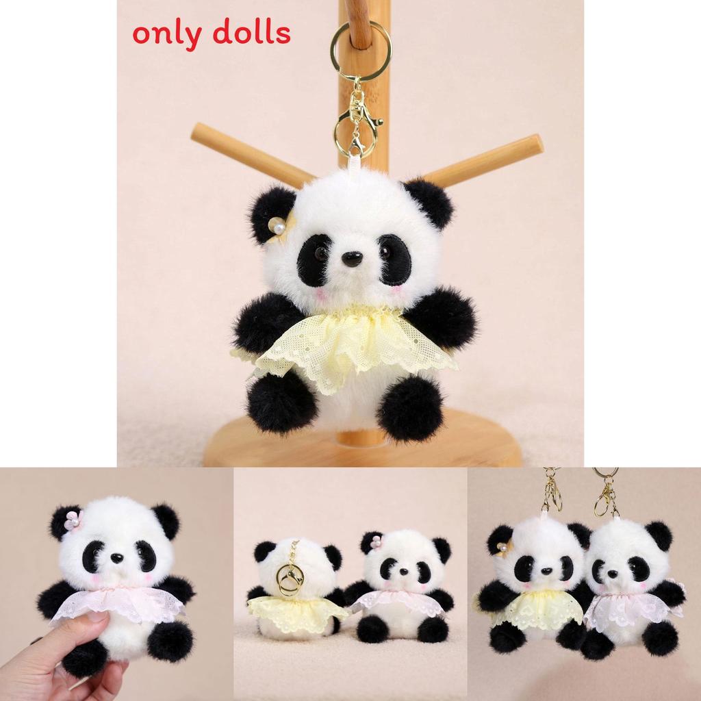Cute Panda Fairy Plush Doll Keyring With Dresses And Floral Decor For Bag Decor
