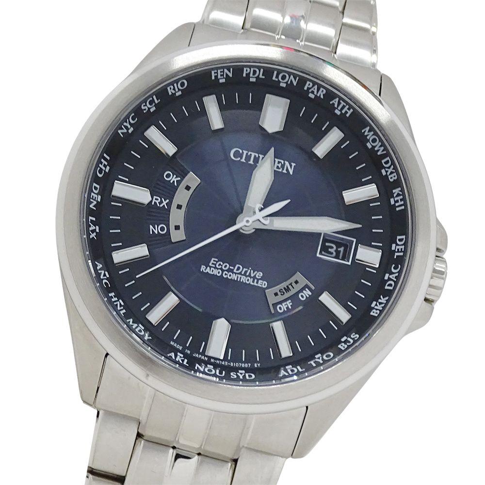 Citizen CITIZEN Collection CB0011-69L Watch Men s Brand Date Eco Drive Solar Radio Stainless Steel SS Silver Navy [Used]