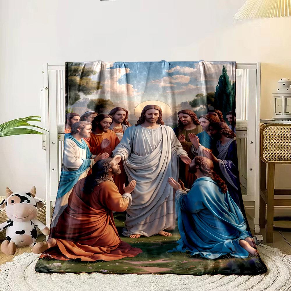 Jesus and Disciples Religious Blanket Printed Blanket for Living Room Bed Couch lunch break Soft Cozy Blanket for Friend's festival Gift