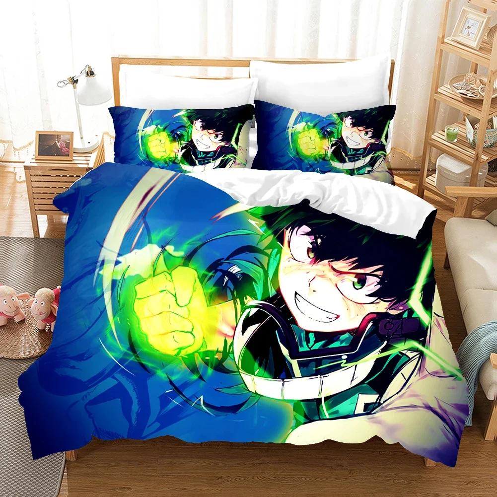 Anime 3D Printed My Hero Academia Duvet Cover Pillowcase Bedding Set Double Twin Full Queen King Adult Bedclothes Quilt Cover