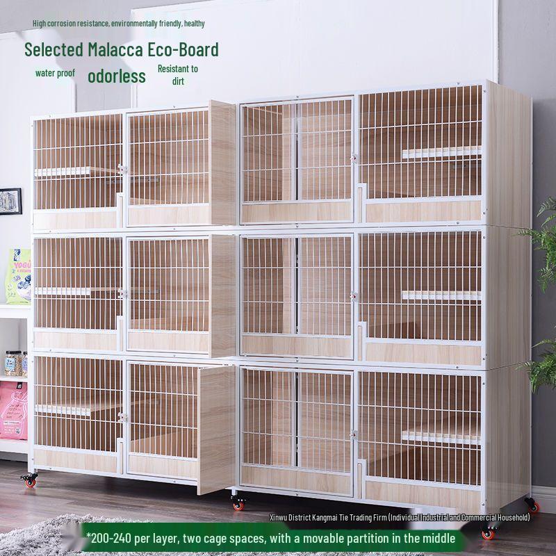 Three-Tier Solid Wood Cat Breeding & Boarding Cage with Birthing Room