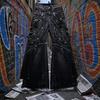 VIONA Streetwear Goth Punk Mehrere Taschen Cargo-Jeans Herren Schwarz Used Ausgestellte Denim-Hose mit Riemen Reißverschlüssen Nieten Ausgefranste Kanten