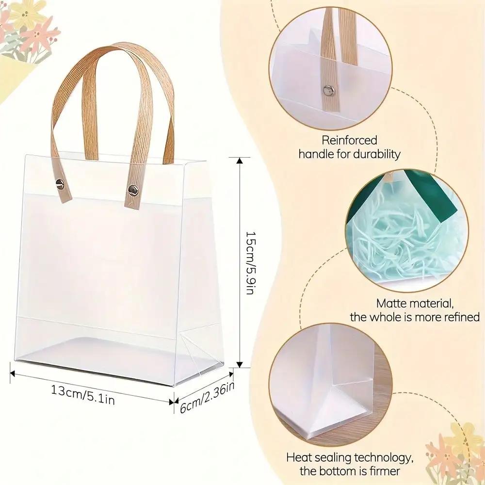 10 st Genomskinlig presentpåse med handtag Fest Familjedag Jubileum Födelsedagspresent Högtidsvälsignelse Presentinslagningspåse