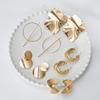Popular Gold Geometric Earrings Set, Fashionable High-end Metal Earrings, European and American Personality Exaggerated Earrings