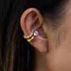 Uworld Classic Minimalist 18K Gold Color Plated Round White Zircon Pendant Ear Clip Hypoallergenic Stainless Steel Women Jewelry