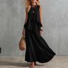 YYFS Abiti casual senza maniche con scollo a V e vita ampia, tinta unita, stampati, estivi e primaverili da donna