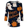 Dames Mode Casual Ronde Hals Driekwartmouw Halloween Print T-shirt Top