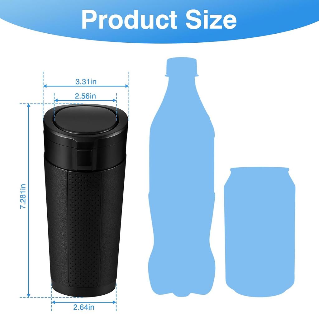 Car Trash Can Bin With Lid, Mini Leakproof Garbage Can For Vehicle, Cup Holder Trash Can, Small Trash Bin For Cars, Home, Bedroom, Office (Black 01)