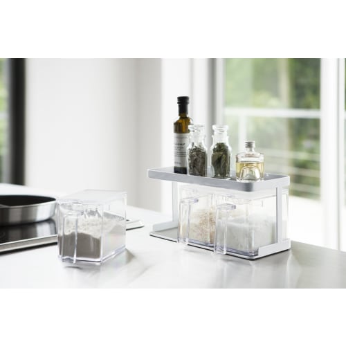 Yamazaki Kitchen Storage, Seasoning Storage, Wide Rack, Tower, White, 3278