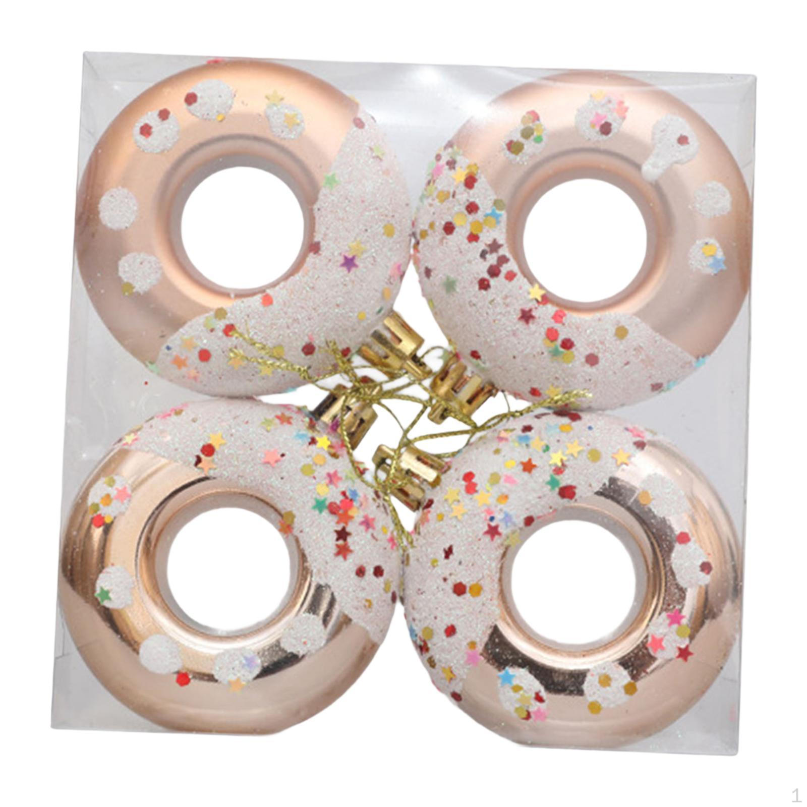 

4 шт. Рождественские украшения в виде пончиков, сувениры для вечеринок, подвеска на рождественскую елку, подвесное украшение для Pink Gold