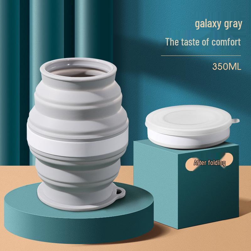 Portable Silicone Folding Travel Cup with Lid - Mini Telescopic Gargle Cup for Outdoor Use