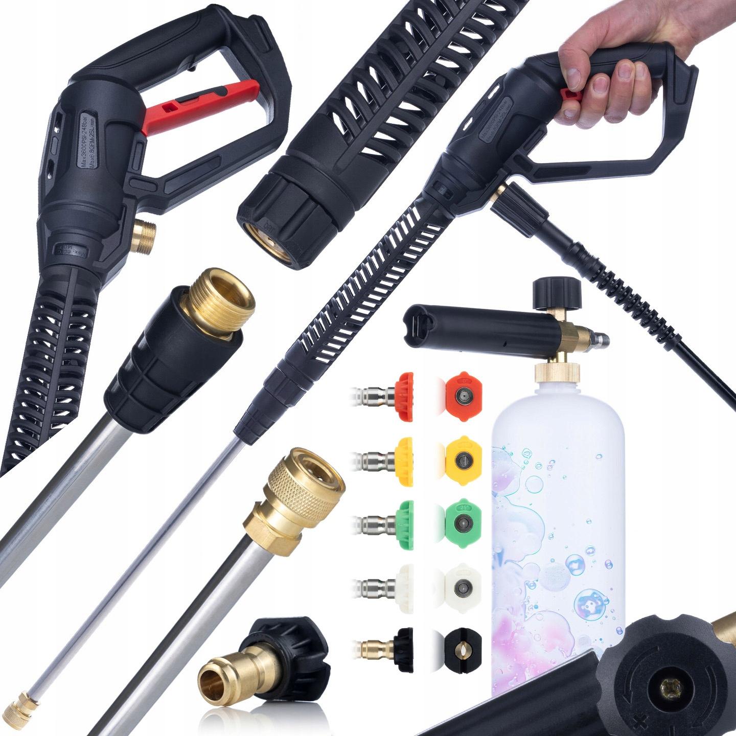 

Rosfix Zestaw do Myjki Ciśnieniowej – Pistolet Pro Clean Gun PCG1, Pianownica 1000ml, 5 Dysz | Maks. Ciśnienie 4000 PSI | Kompatybilny z M22x1,5