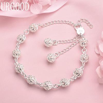 925 Sterling Silber 8mm Hohlkugel Kette Armband Mode Hochzeit Schmuck