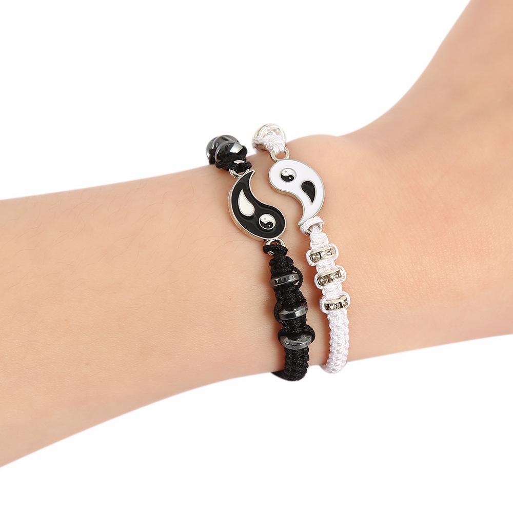 Tai Chi Dragon Totem Alloy Bracelet & Necklace Set - Handmade Braided Design