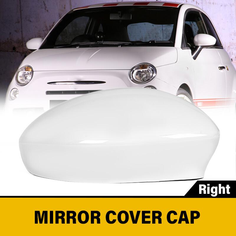 White For Fiat 500 2007-2023 Side Door Wing Mirror Cover Caps Replace Right Side