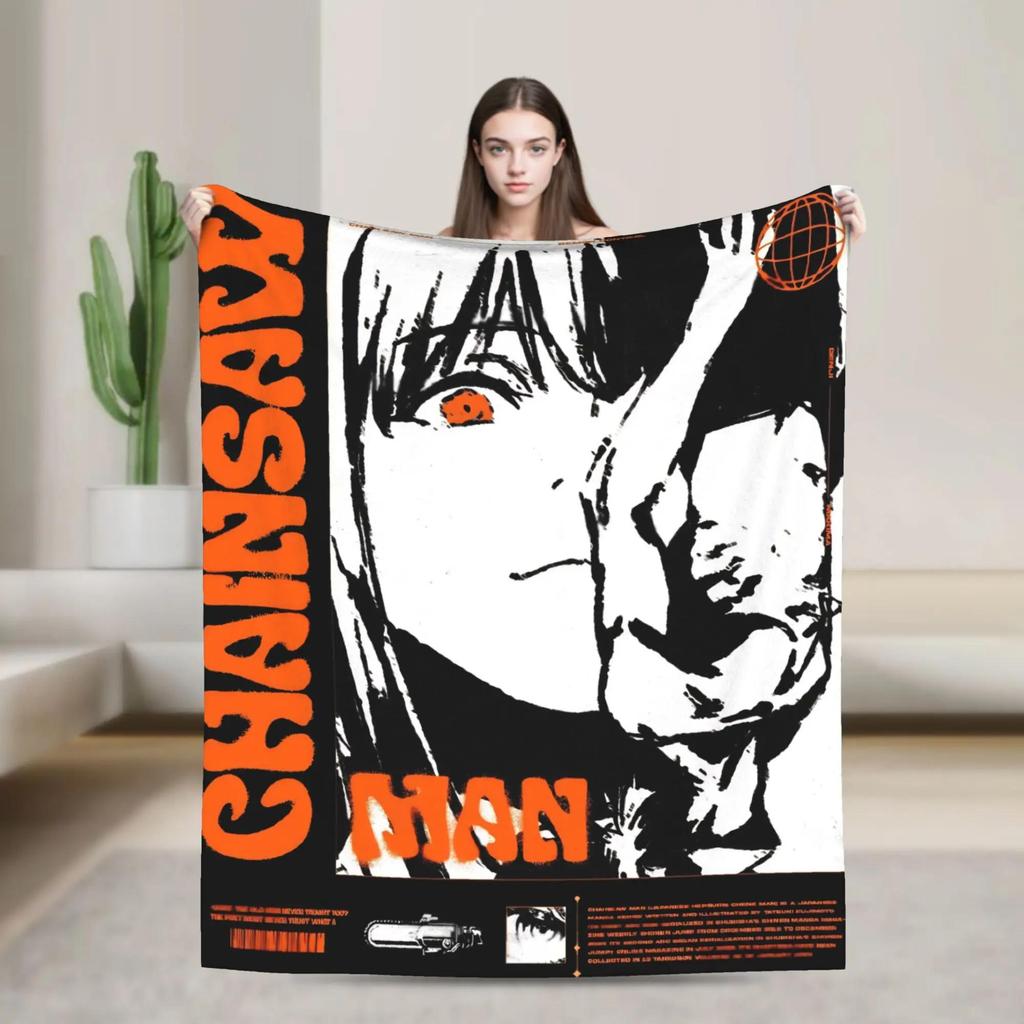 Power Chainsaw Man Japanese Anime Plush Throw Blanket for Adults Soft Flannel Couch Sofa Bed Cover Comfortable Home Living Room