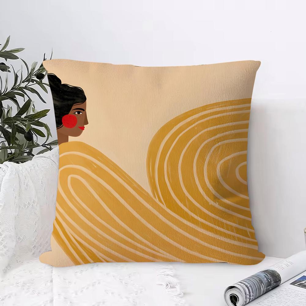 Abstract F-Figure Lines Girl Sofia Pillow Case Square Pillow Bedroom Sofa Leisure Comfort Cushion Living Room Home Decoration