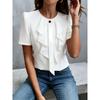 2026 New Women's Summer Ruffled Pleated Round Neck Short Sleeve Shirt Top