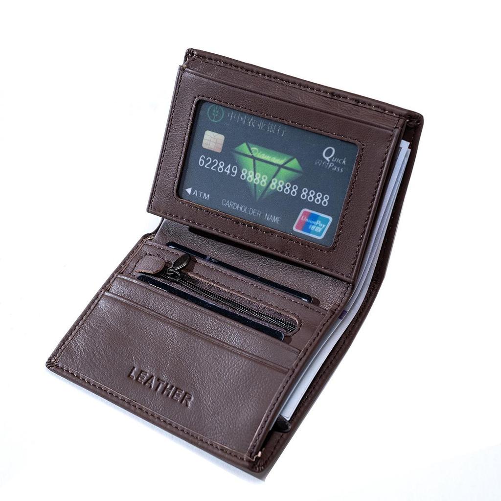 Men's RFID-Blocking Genuine Leather Trifold Wallet/Card Holder with Money Clip