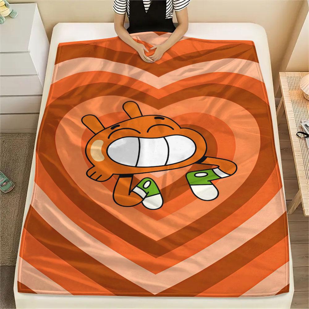 Darwin Watterson Printed Flannel Blanket, soft throw for bedroom sofa, washable, fan merchandise, great gift.
