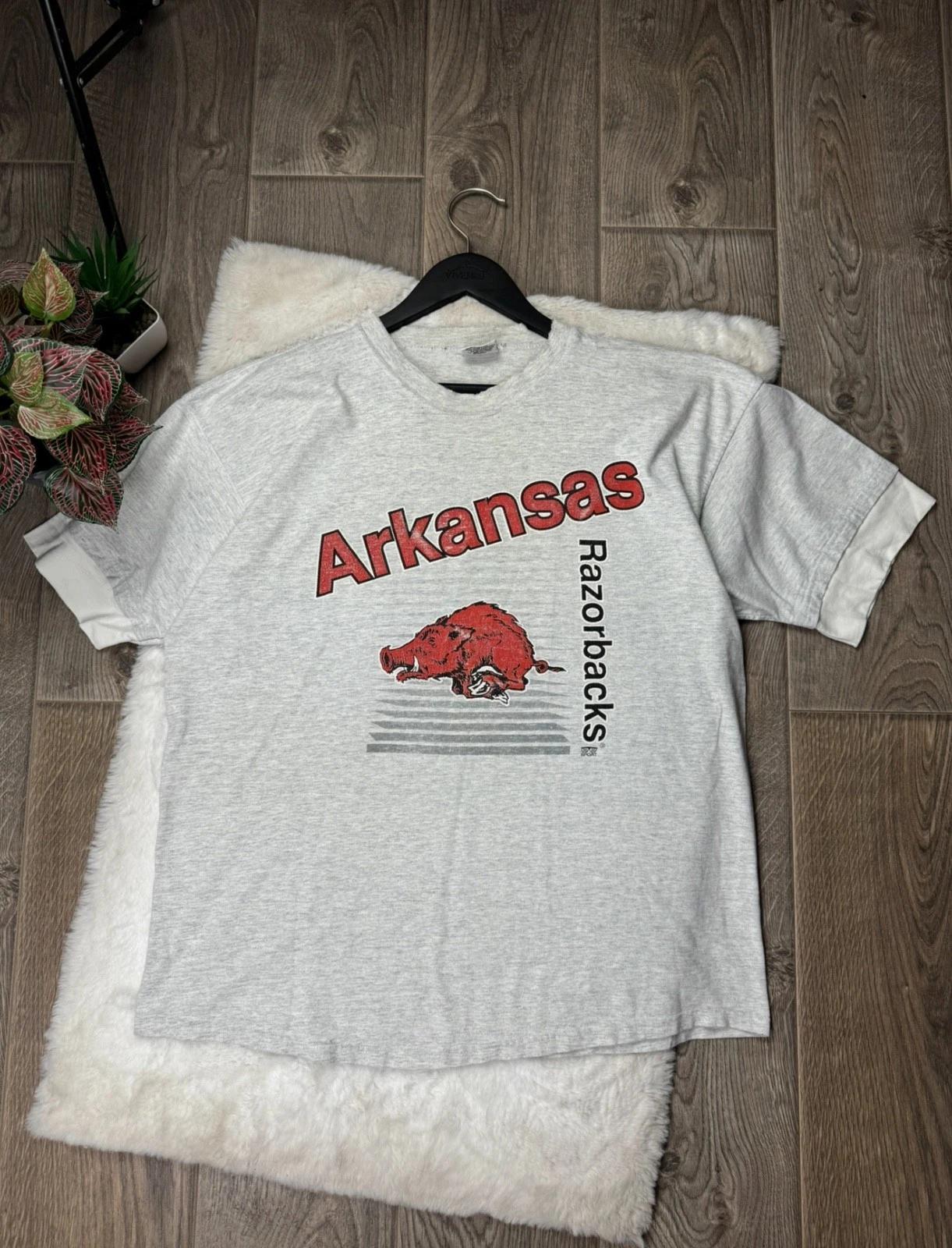 Винтажная футболка Arkansas Razorbacks 90-х годов, серая, мужской размер XL S