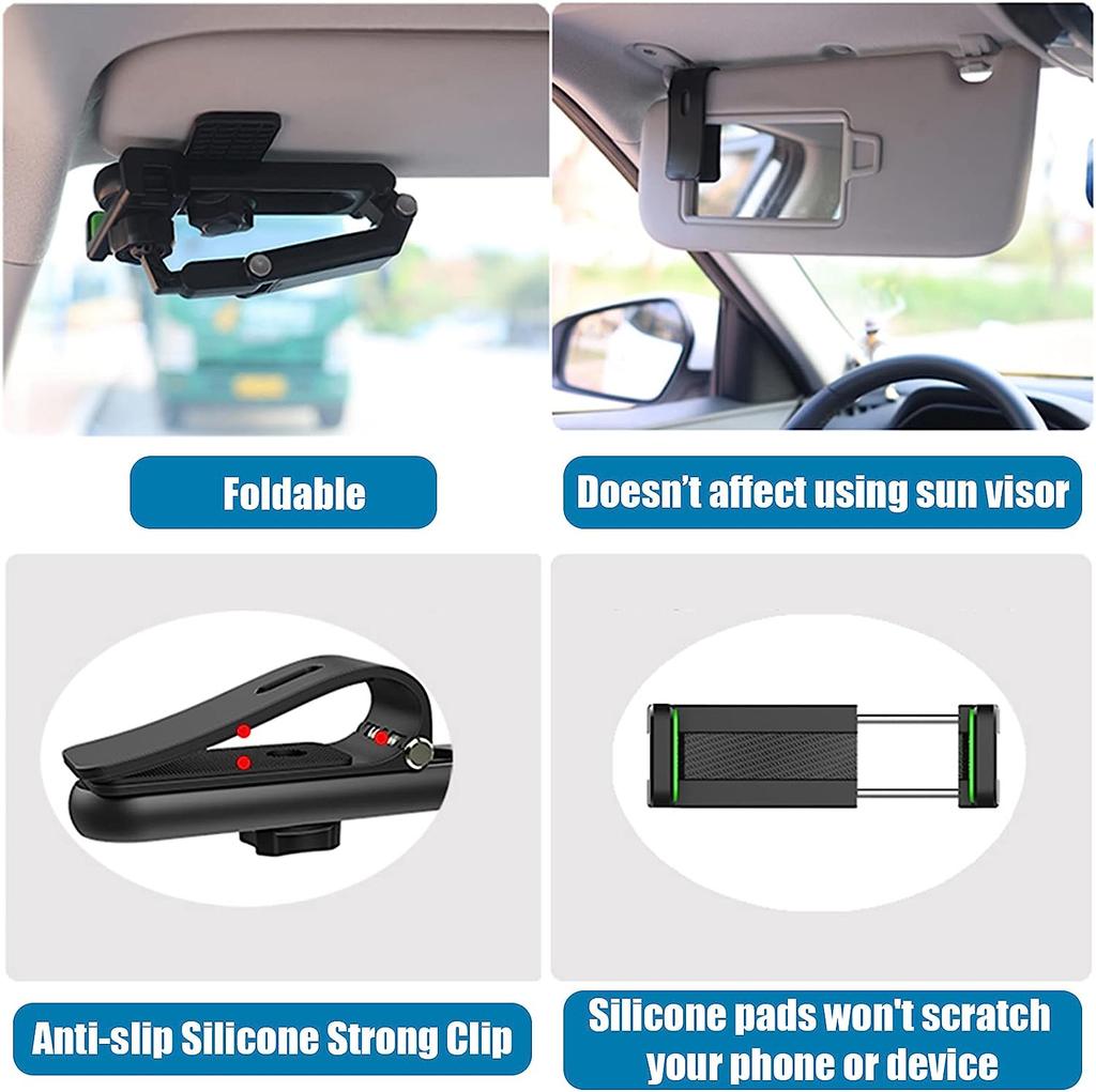 Sun Visor Phone Holder for Car Multifunctional 360° Rotating Sun Visor Cell Phone Holder with /Samsung/Android