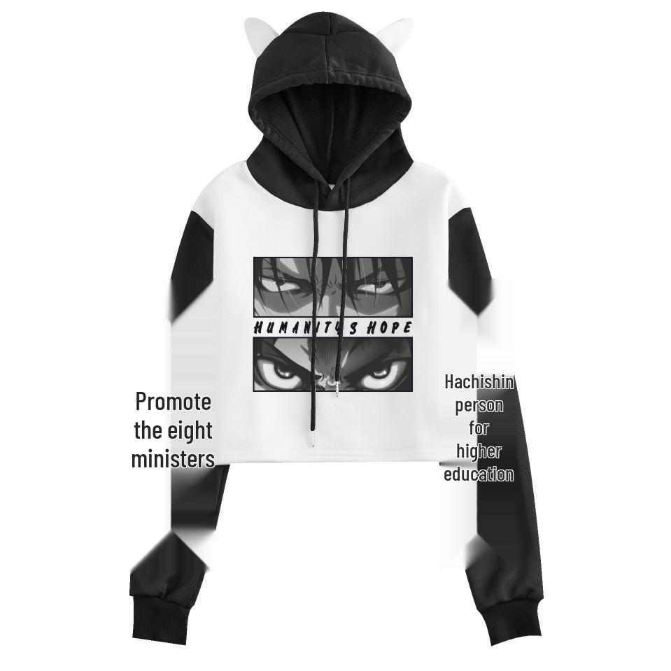 Attack on Titan Cat Ear Hooded Sweatshirt - European Size, Spring/Autumn, Color Block Design