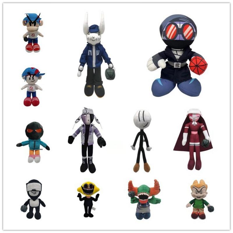 Peluche de Friday Night Funkin Muñeco Relleno de Anime Skid Pump Whitty Figuras Suaves Novio Modelo Espeluznante Niños Niños Fans Regalos