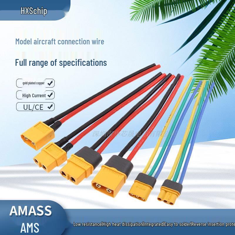 

Кабель-перехідник XT60h на MR30U (тато та мама) для модельного літака, 90А ESC, роз єм для літієвої батареї, інтерфейс високого струму 10CM-XT30U-M Male 18AWG 0.75 sq.mm