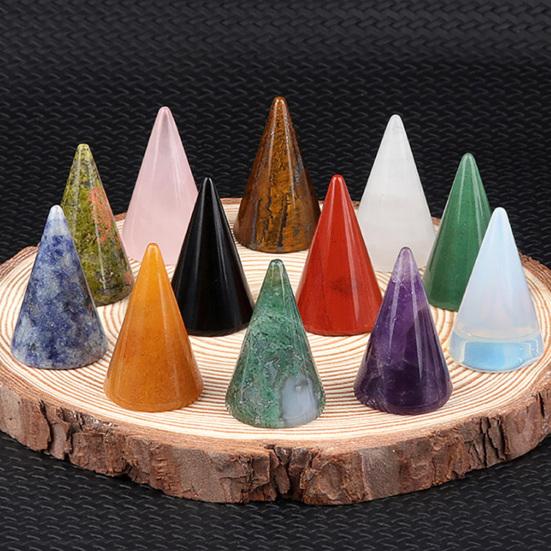Crystal Cone Ring Holder Natural Stone Ring Stand Cone Shape Jewelry Display Stand for Retailer Home Storage Display