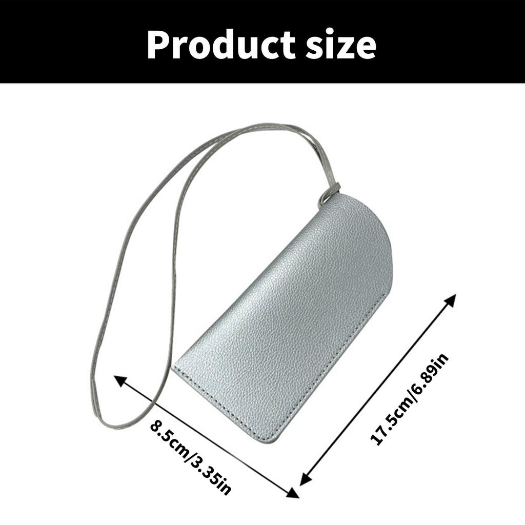 Portable Slim Eyeglasses Pouch Soft Sunglasses Bag Fashion Accessory for Trendy Men and Women with Necklace Strap