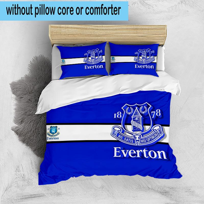 Football Club Everton 3PCS Print Bedding Set, Includes A Duvet Cover and Two Pillowcases for Bedroom, Dormitory, Suitable for All Seasons