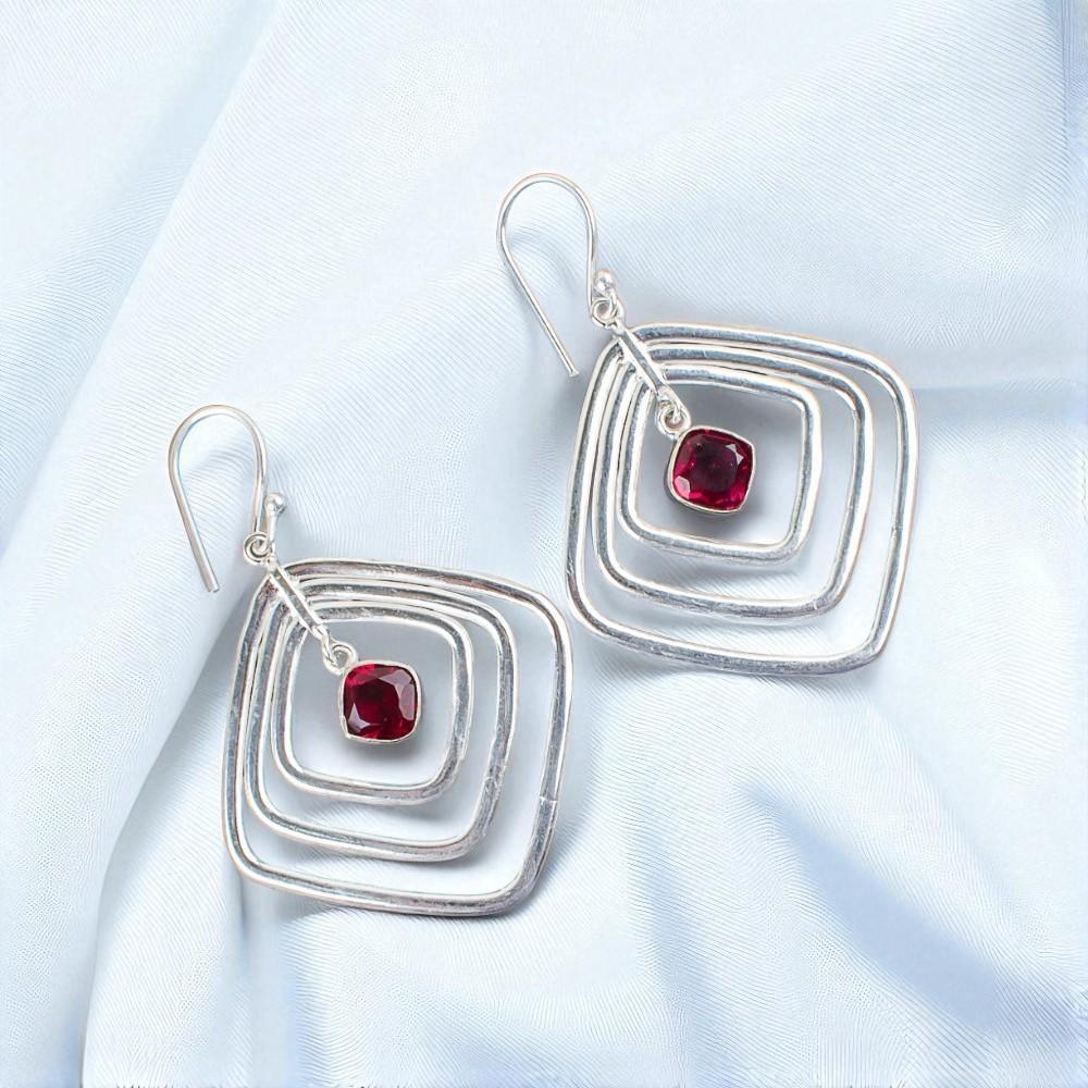 

Pink Rubellite Gemstone 925 Sterling Silver Jewelry Handmade Hook Earrings 2.44 EE-71-15