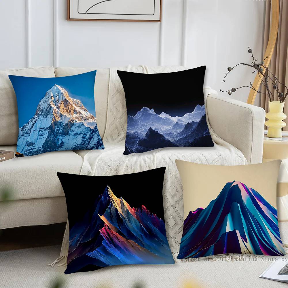 Colorful Snow Mountain Pillow Case Fashion Square Pillowcase Bedroom Sofa Room Ins Decoration Leisure