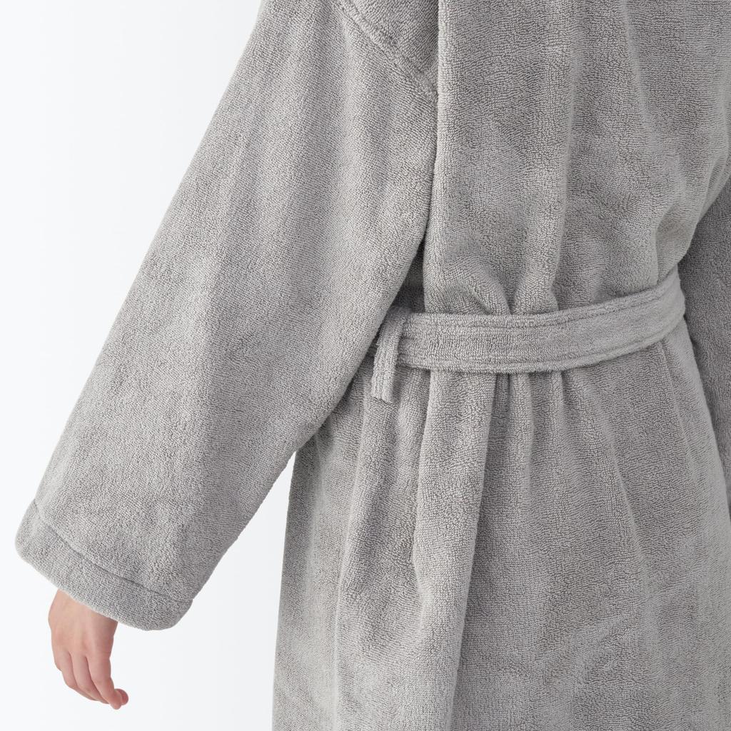 MUJI Fluffy Pile 84870576 Bathrobe, Unisex, L-XL, Gray,