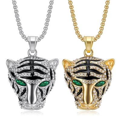 2026 Jewelry Fashion Trend Inlaid Zircon Tiger Head Pendant Necklace for Men's Exquisite Jewelry Necklace