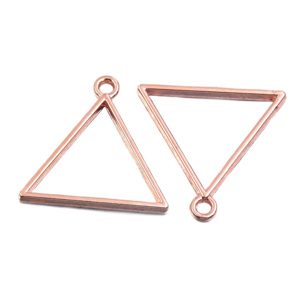 Rose Gold Geometric Heart & Moon Epoxy Keychain Pendants - 17 Designs