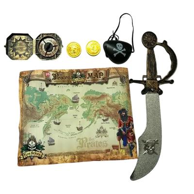 QEZEZA Halloween Pirate Cosplay Props and Accessories for Party Decoration, Photography, and Theater Use. Includes Game Coins, Vintage Pirate Map,