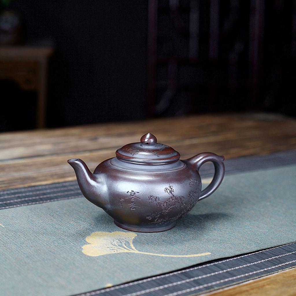 290ml Boutique Yixing Purple Clay Teapots Handmade Laughing Sakura Pot Raw Ore Antique Red Mud Tea Brewing Kettle Zisha Tea Set