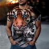 Fierce Tiger Animal Pattern Men's T-Shirts Short Sleeve 3D Animal Printed Trend Street Tee Oversized T Shirt Men Clothing Tops